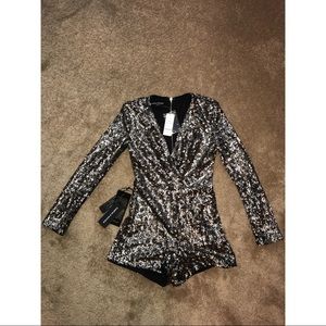 Gold and Black Sequin Romper